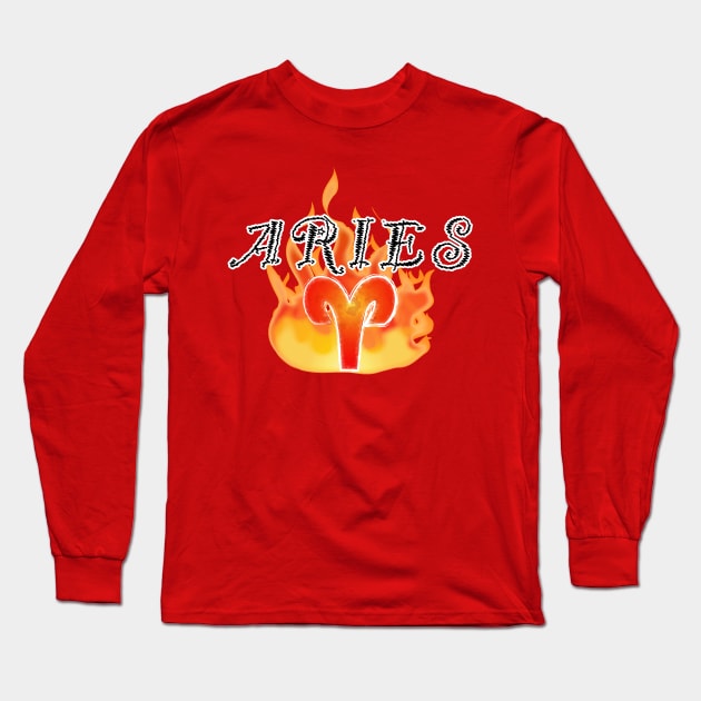 Aries: Zodiac Fire Sign Long Sleeve T-Shirt by PenguinCornerStore